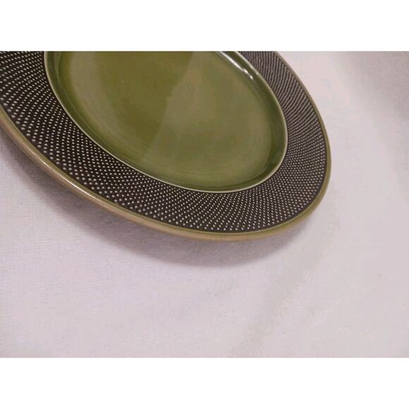 Fuji Iron Stone Chop Plate 10" Made in Japan Moss Green Textured Pattern Vintage - Picture 4 of 15